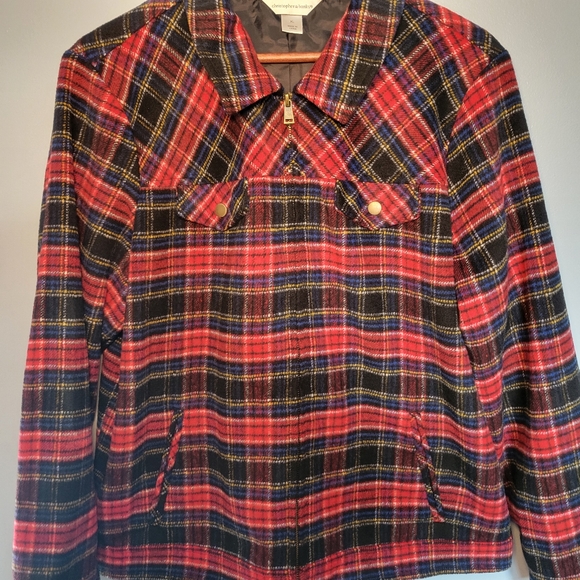 Christopher & Banks Womens Wool Blend Red & Black Plaid Lined Jacket Size XL - Picture 2 of 13